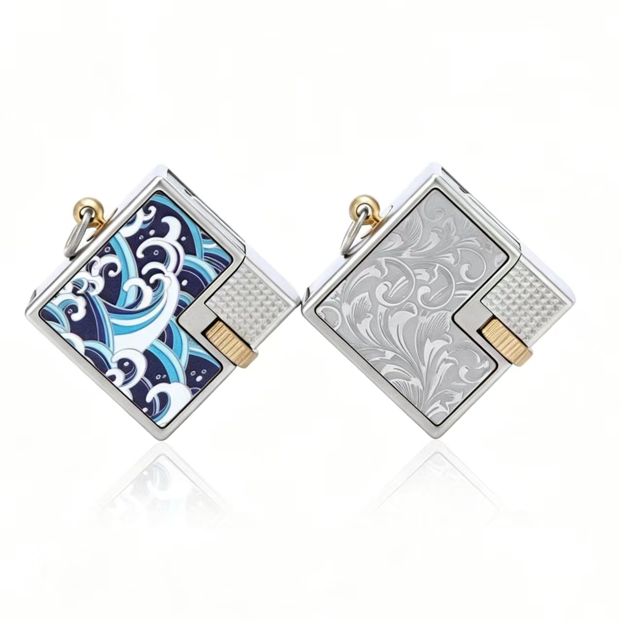 Wave & Vintage Engraved Square Lighter
