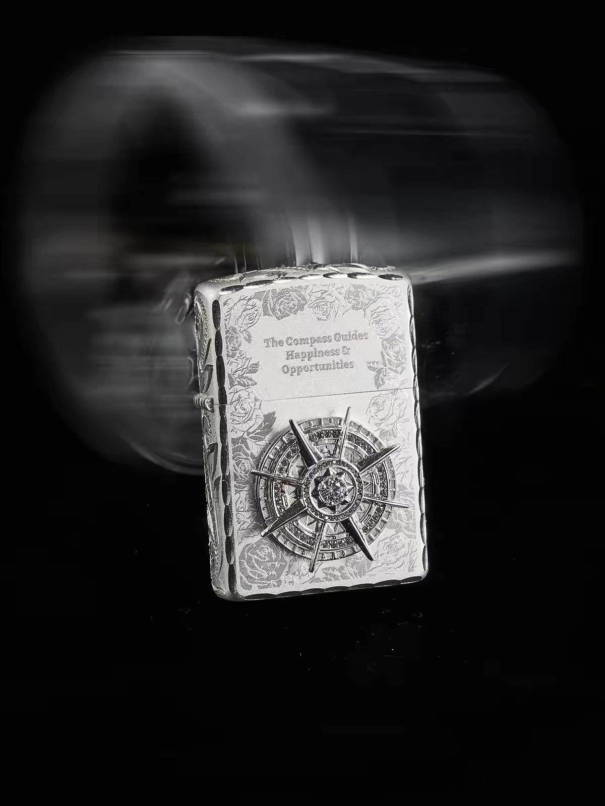Compass Engraved Vintage Lighter